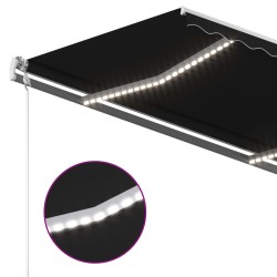 vidaXL Tenda da Sole Retrattile Manuale con LED 4,5x3,5 m Antracite