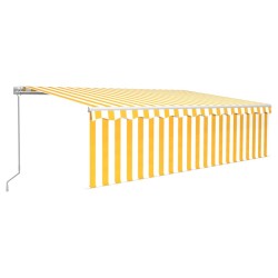 vidaXL Tenda Sole Retrattile Manuale Parasole LED 5x3m Gialla Bianca