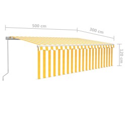 vidaXL Tenda Sole Retrattile Manuale Parasole LED 5x3m Gialla Bianca