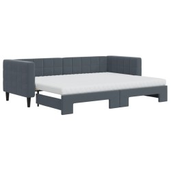 vidaXL Divano Letto Estraibile Materassi Grigio Scuro 80x200cm Velluto