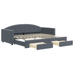 vidaXL Divano Letto Estraibile Cassetti Grigio Scuro 90x200cm Velluto