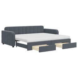 vidaXL Divano Letto Estraibile Cassetti Grigio Scuro 90x200cm Velluto