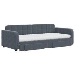 vidaXL Divano Letto Estraibile Cassetti Grigio Scuro 90x200cm Velluto