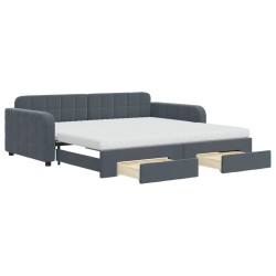 vidaXL Divano Letto Estraibile Cassetti Grigio Scuro 100x200cm Velluto