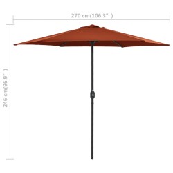 vidaXL Ombrellone da Giardino Palo in Alluminio 270x246 cm Terracotta