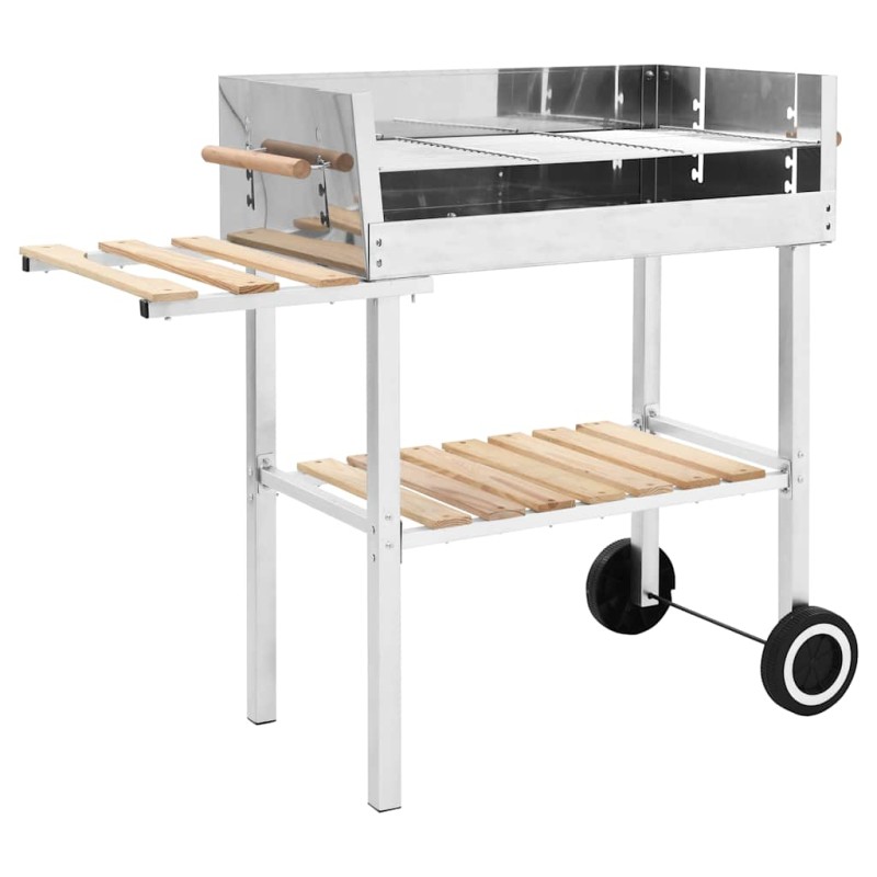 vidaXL Griglia per Barbecue a Carrello XXL Acciaio Inox con 2 Ripiani