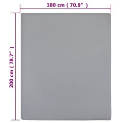 vidaXL Lenzuola con Angoli Jersey 2pz Grigio 180x200 cm Cotone