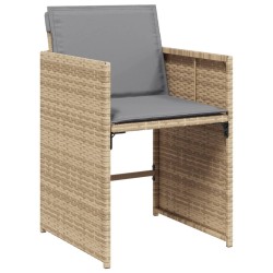 vidaXL Set Pranzo da Giardino 11 pz con Cuscini Beige Misto Polyrattan