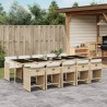 vidaXL Set da Pranzo da Giardino 11 pz con Cuscini Beige in Polyrattan