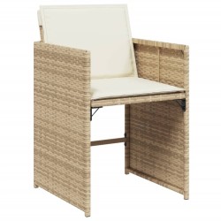 vidaXL Set da Pranzo da Giardino 11 pz con Cuscini Beige in Polyrattan