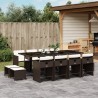 vidaXL Set da Pranzo da Giardino 13pz con Cuscini Marrone Polyrattan