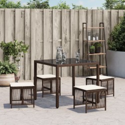 vidaXL Sgabelli Giardino con Cuscini 4pz Marroni 41x41x36cm Polyrattan