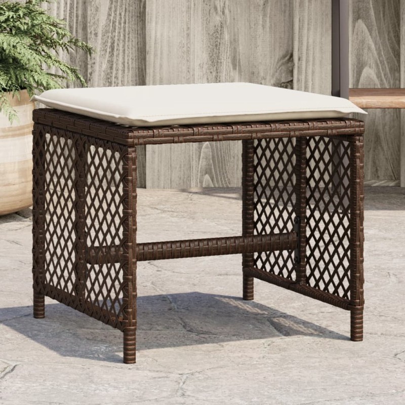 vidaXL Sgabelli Giardino con Cuscini 4pz Marroni 41x41x36cm Polyrattan