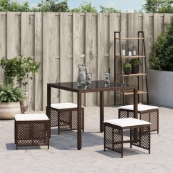 vidaXL Sgabelli Giardino con Cuscini 4pz Marroni 41x41x36cm Polyrattan