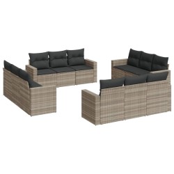 vidaXL Set Divano Giardino 12 pz con Cuscini Grigio Chiaro Polyrattan