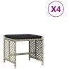 vidaXL Sgabelli Giardino Cuscini 4pz Grigio Chiaro 41x41x36 Polyrattan