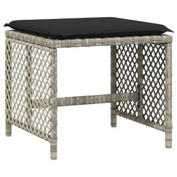 vidaXL Sgabelli Giardino Cuscini 4pz Grigio Chiaro 41x41x36 Polyrattan