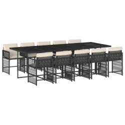 vidaXL Set da Pranzo da Giardino 11 pz con Cuscini in Polyrattan Nero