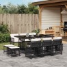 vidaXL Set da Pranzo da Giardino 11 pz con Cuscini in Polyrattan Nero