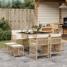 vidaXL Set da Pranzo da Giardino 9 pz con Cuscini Beige in Polyrattan