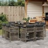 vidaXL Set da Pranzo da Giardino 9 pz con Cuscini in Polyrattan Grigio