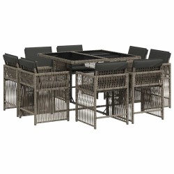 vidaXL Set da Pranzo da Giardino 9 pz con Cuscini in Polyrattan Grigio