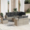 vidaXL Set Divano da Giardino 9pz con Cuscini Grigio Chiaro Polyrattan