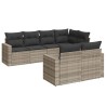 vidaXL Set Divani da Giardino 7pz con Cuscini Grigio Chiaro Polyrattan