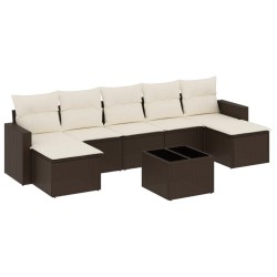 vidaXL Set Divani da Giardino 8 pz con Cuscini Marrone in Polyrattan