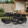 vidaXL Set da Pranzo da Giardino 9 pz con Cuscini Nero in Polyrattan