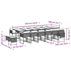 vidaXL Set da Pranzo da Giardino 17 pz con Cuscini Nero in Polyrattan