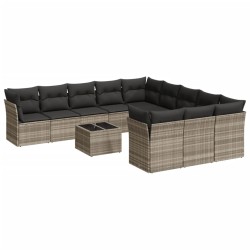 vidaXL Set Divano Giardino 12 pz con Cuscini Grigio Chiaro Polyrattan