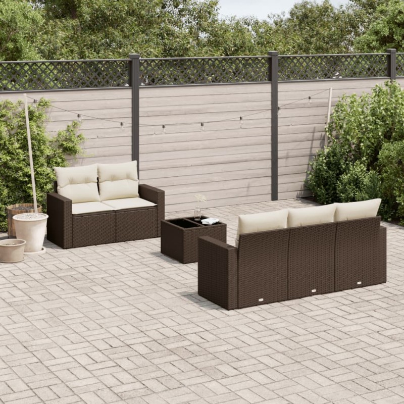 vidaXL Set Divano da Giardino 6 pz con Cuscini Marrone in Polyrattan