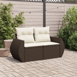 vidaXL Divano da Giardino a 2 Posti con Cuscini in Polyrattan Marrone