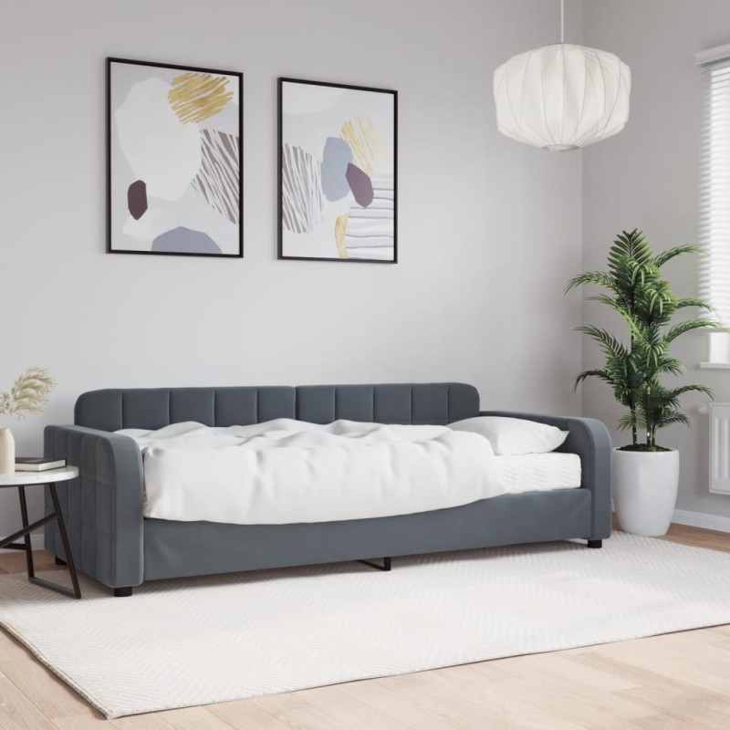 vidaXL Divano Letto con Materasso Grigio Scuro 80x200 cm in Velluto