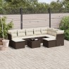 vidaXL Set Divani da Giardino 10pz con Cuscini in Polyrattan Marrone