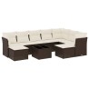 vidaXL Set Divani da Giardino 10pz con Cuscini in Polyrattan Marrone