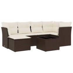 vidaXL Set Divani da Giardino 7 pz con Cuscini Marrone in Polyrattan