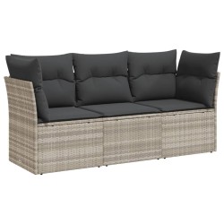 vidaXL Set Divano da Giardino 3pz con Cuscini Grigio Chiaro Polyrattan