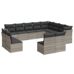 vidaXL Set Divano Giardino 12 pz con Cuscini Grigio Chiaro Polyrattan