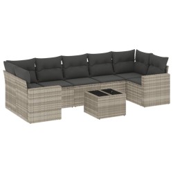 vidaXL Set Divano da Giardino 8pz con Cuscini Grigio Chiaro Polyrattan