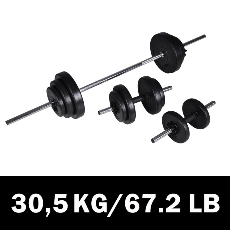 vidaXL Set Bilanciere con 2 Manubri 30,5 kg