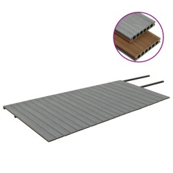 Listoni Decking WPC con Accessori Marroni e Grigi 40 m² 2,2 m