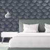 DUTCH WALLCOVERINGS Carta da Parati Fleur Blu Marino e Grigio