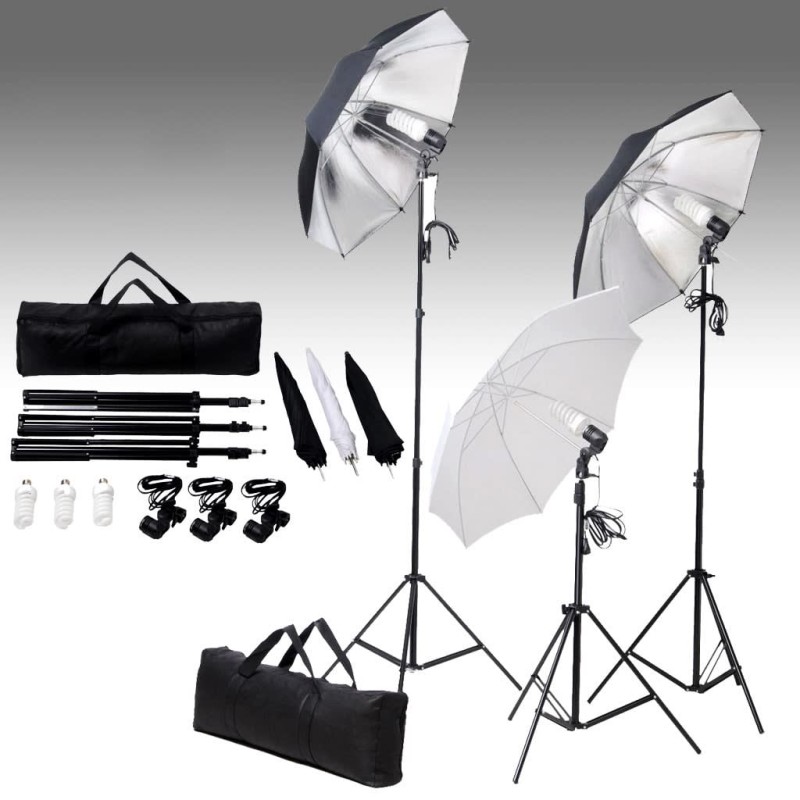 Illuminazione Studio Fotografico: 24 Watt Treppiedi e Ombrelli