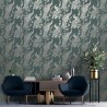 DUTCH WALLCOVERINGS Carta da Parati Pavone Verde e Argento