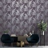 DUTCH WALLCOVERINGS Carta da Parati Pavone Viola e Argento