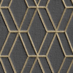 DUTCH WALLCOVERINGS Carta da Parati Design Esagonale Nero e Oro