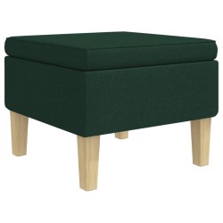 Poggiapiedi con Gambe in Legno Verde Scuro in Tessuto