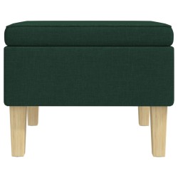 Poggiapiedi con Gambe in Legno Verde Scuro in Tessuto